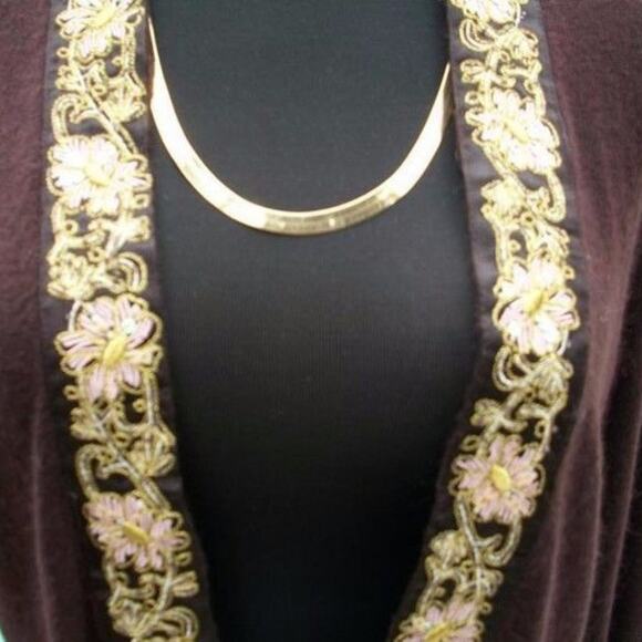 Cache Cashmere Blend Elaborate Embellished Trim + Belt Shrug Top New $128 NWT - Picture 3 of 6